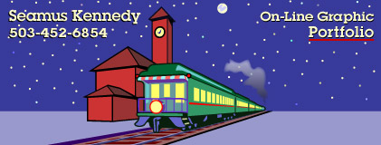 night train at the station, graphic buttons on left column link to persuasion, service, contact and home pages